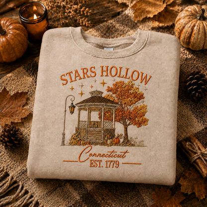 Autumn Stars Hollow Embroidered Sweatshirt