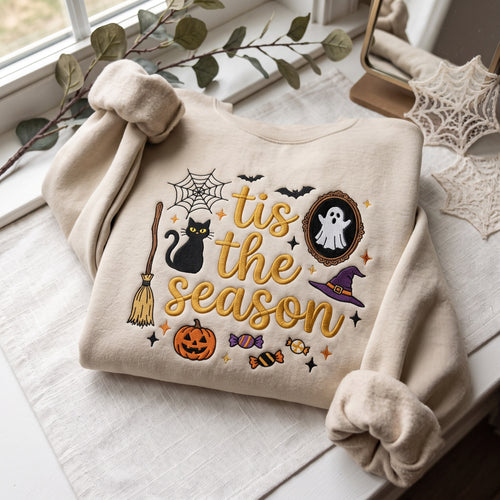 Tis The Season Cute Embroidered Sweatshirt