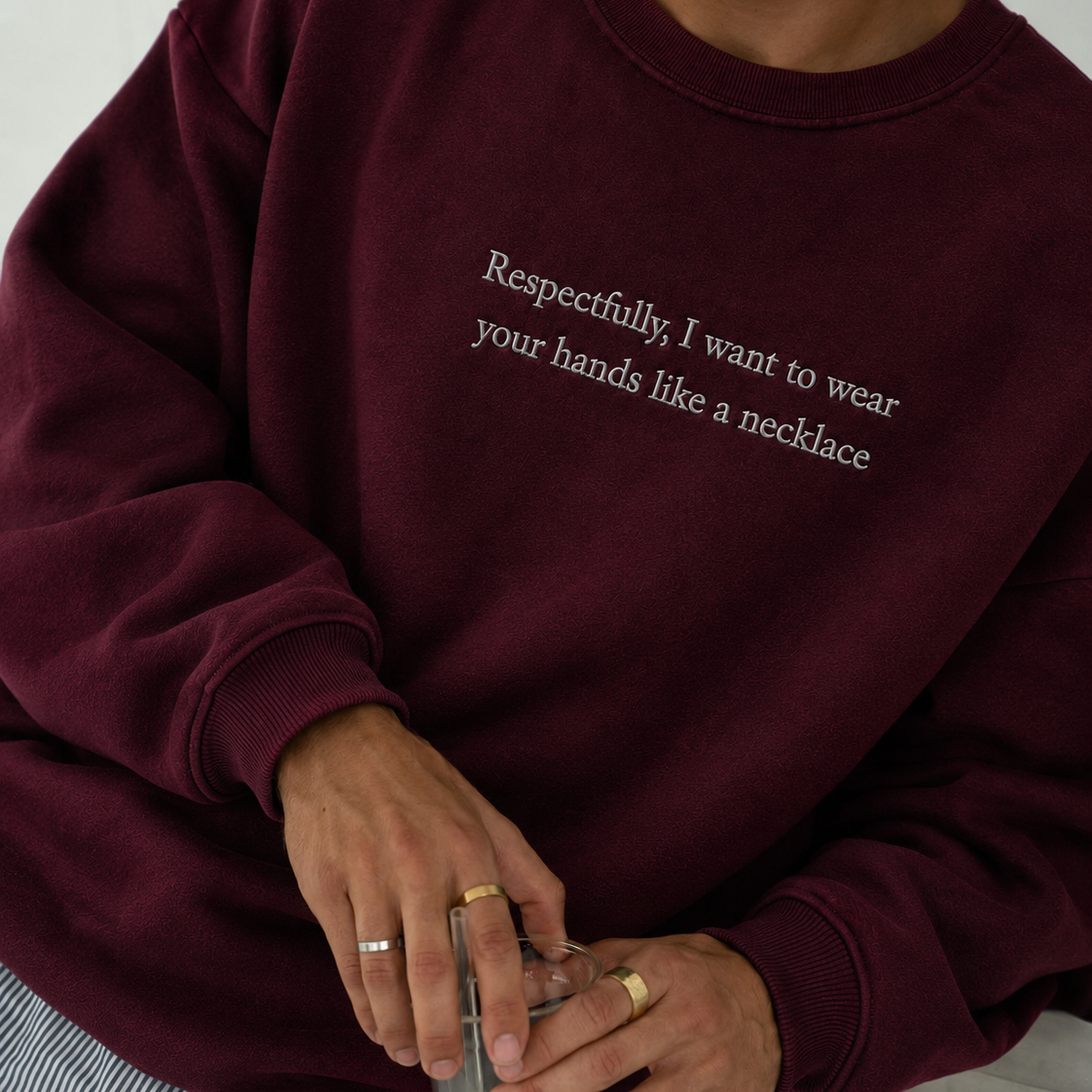 Wear Your Hands Like A Necklace Embroidered Hoodie