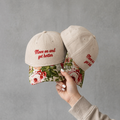 Move On And Get Hotter Embroidered Floral Hat