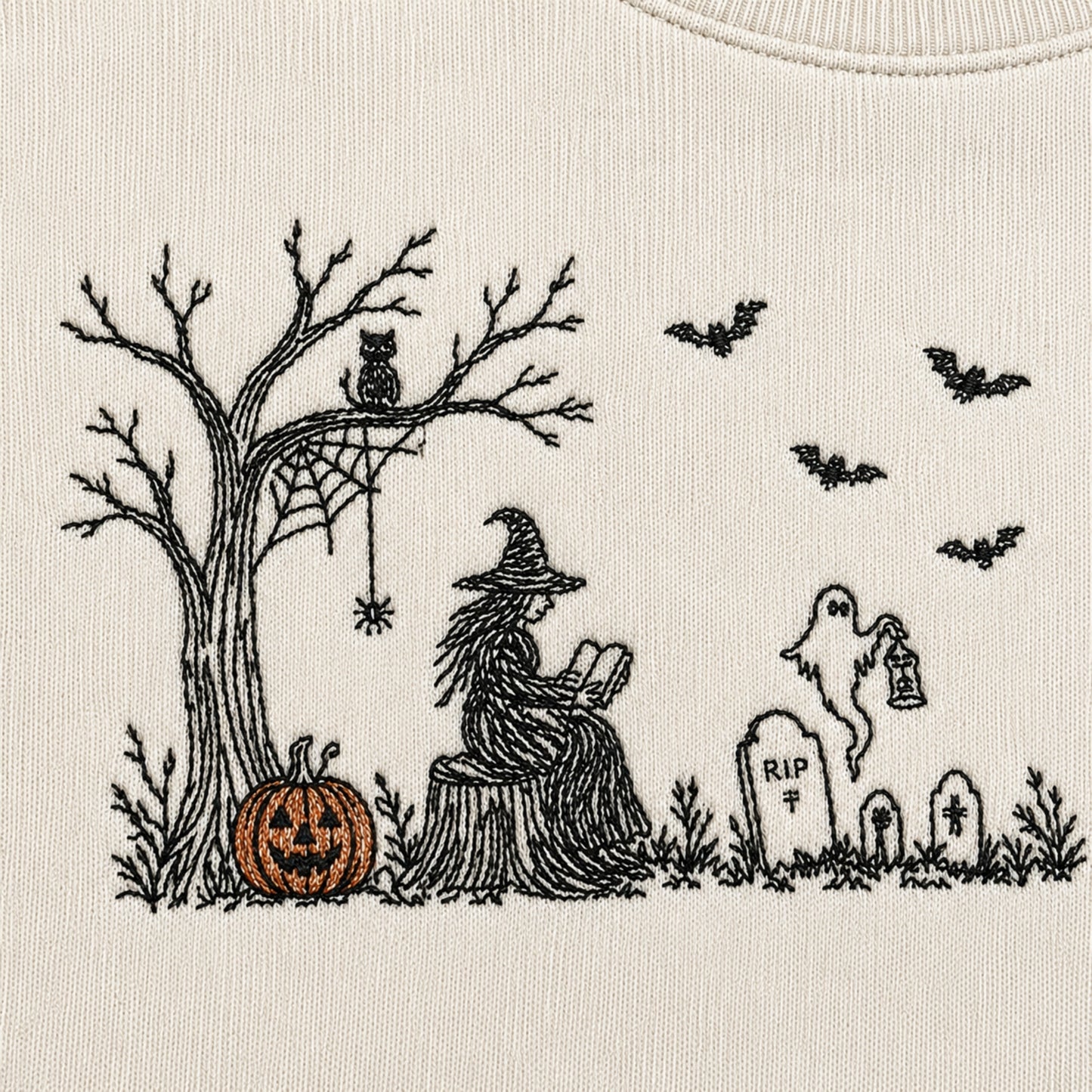 The Witch And Haunted House Embroidered Sweatshirt