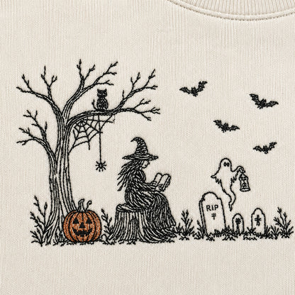 The Witch And Haunted House Embroidered Sweatshirt