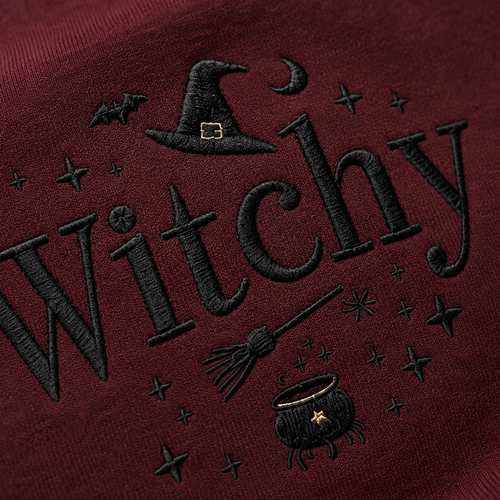 Witchy Halloween Embroidered Sweatshirt