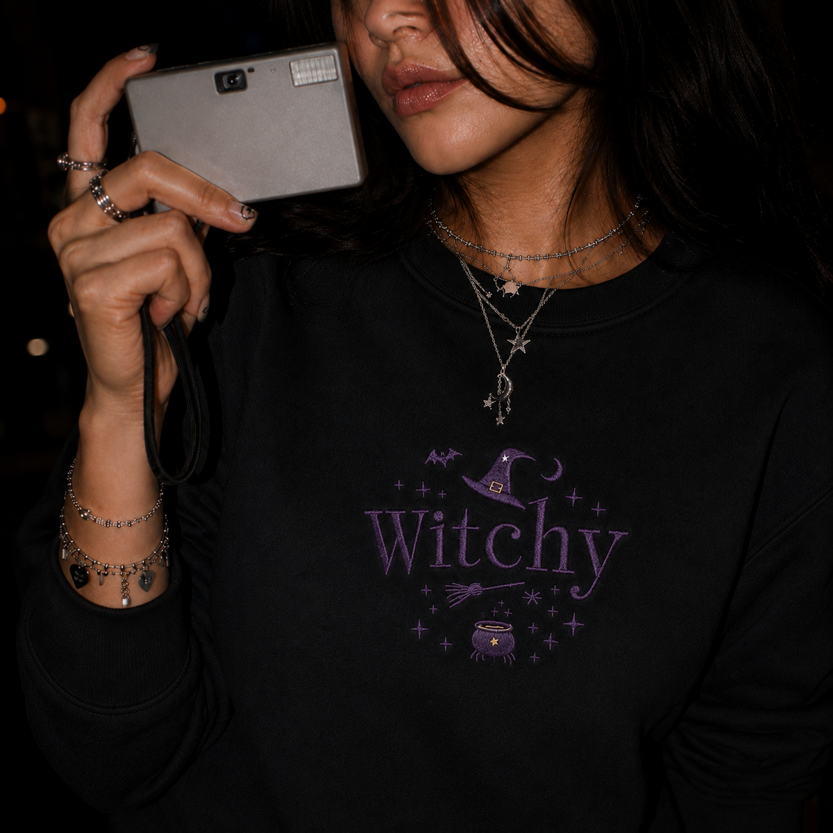 Witchy Halloween Embroidered Sweatshirt