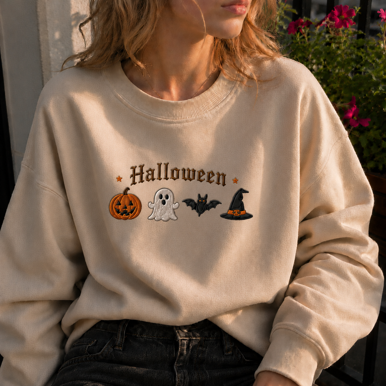 Halloween Season Embroidered Sweatshirt