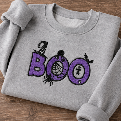 Halloween Boo Embroidered Sweatshirt