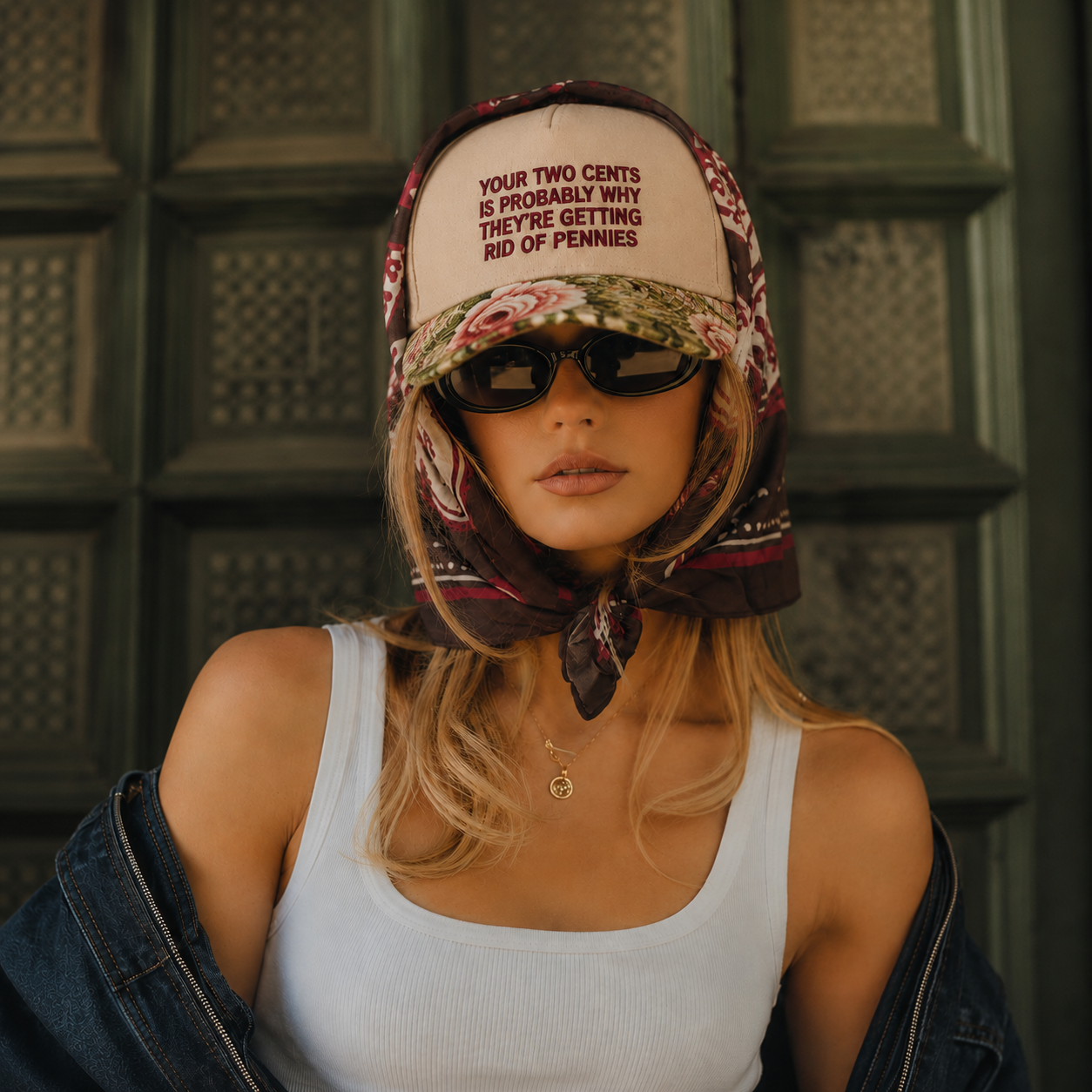 Your Two Cents Is Probably Why They're Getting Rid Of Pennies Embroidered Floral Hat