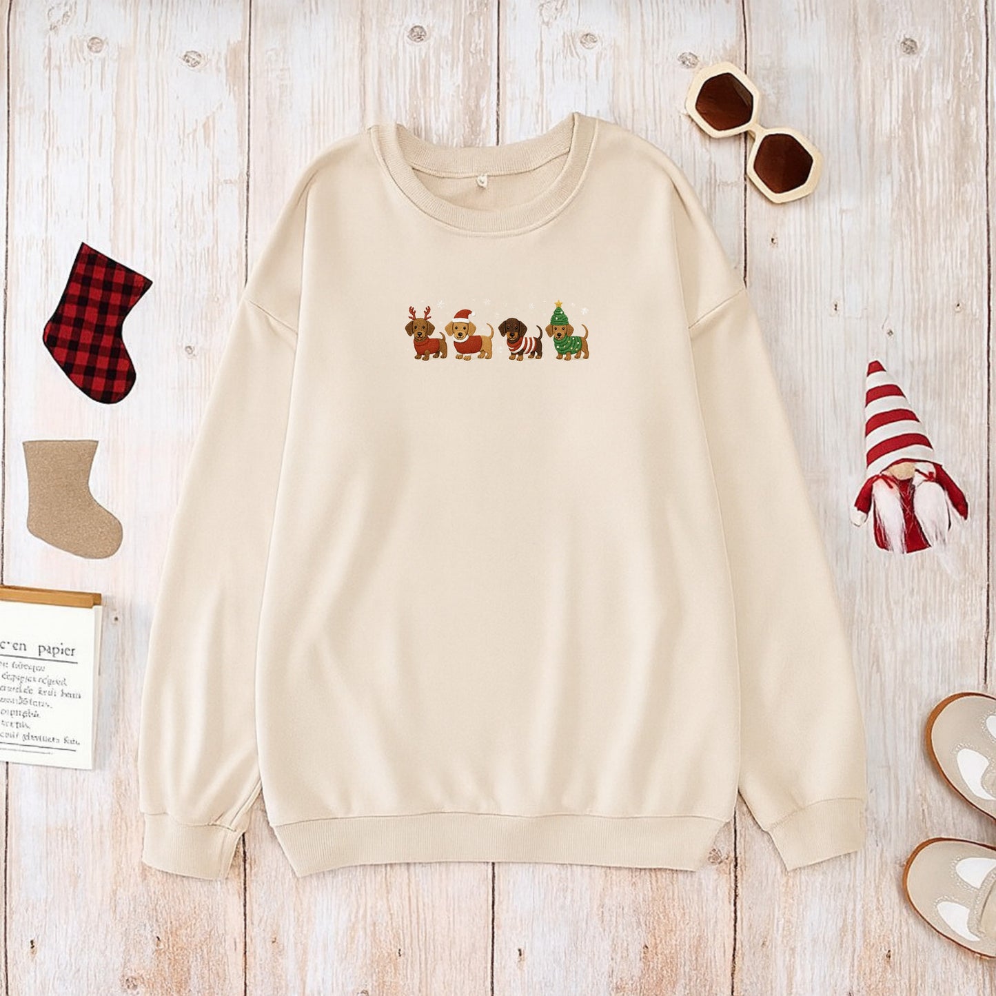 Christmas Dog Embroidered Sweatshirt