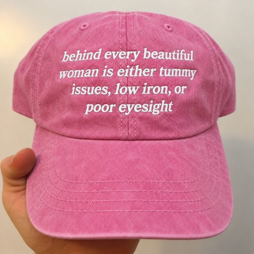 Behind Beautiful Women Is Embroidered Washed Cap