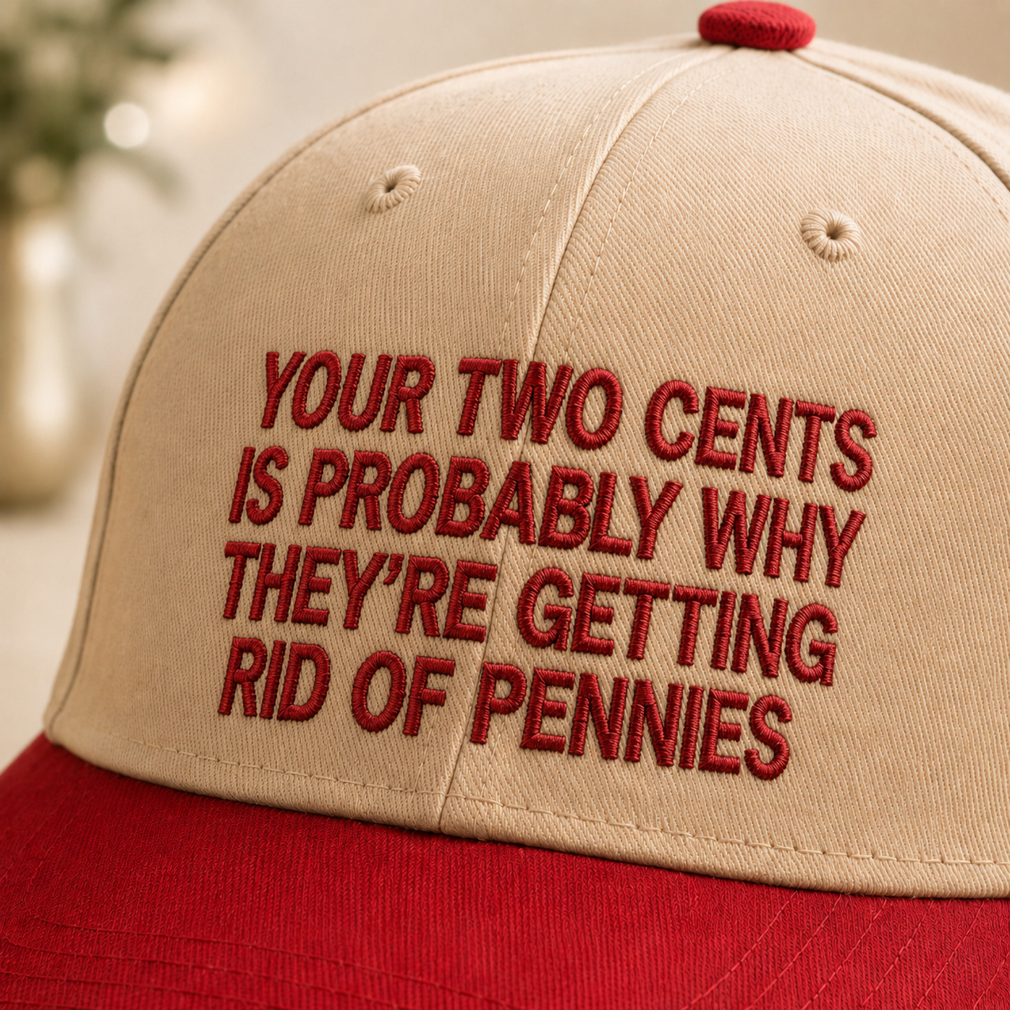 Your Two Cents Is Probably Why They're Getting Rid Of Pennies Embroidered Hat