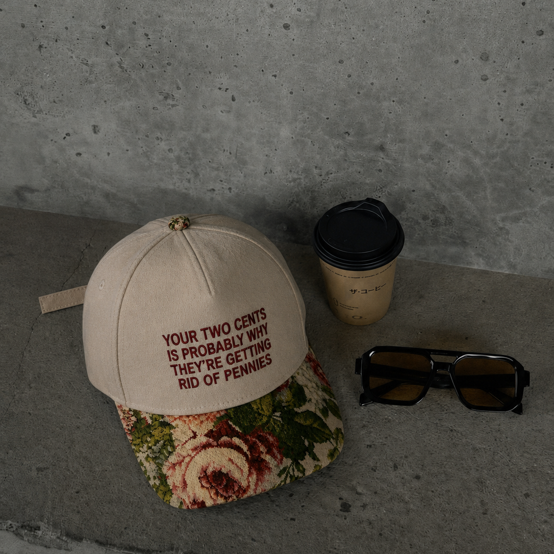 Your Two Cents Is Probably Why They're Getting Rid Of Pennies Embroidered Floral Hat